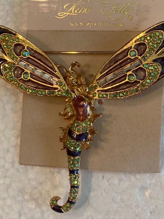 Kirks Folly Jewelry - KIRKS FOLLY SIGNED/VERY RARE DRAGONFLY FAIRY BROOCH W/AMAZING DETAILS-SEE NOW